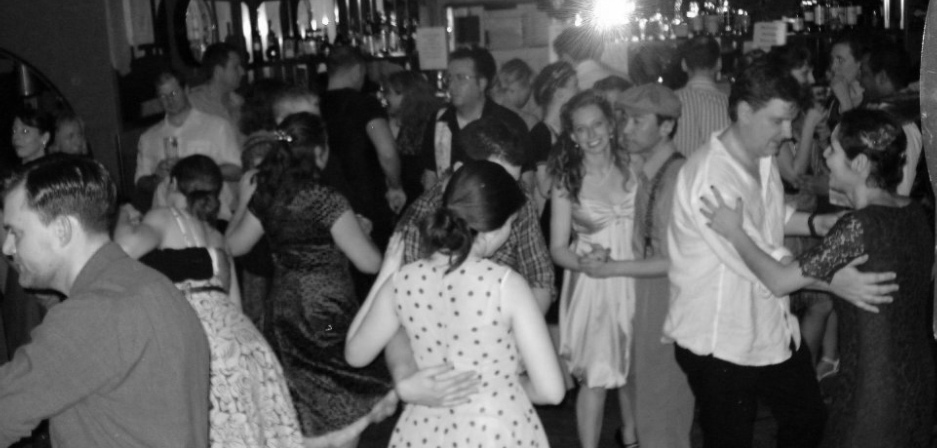 Swing dancers at a dance