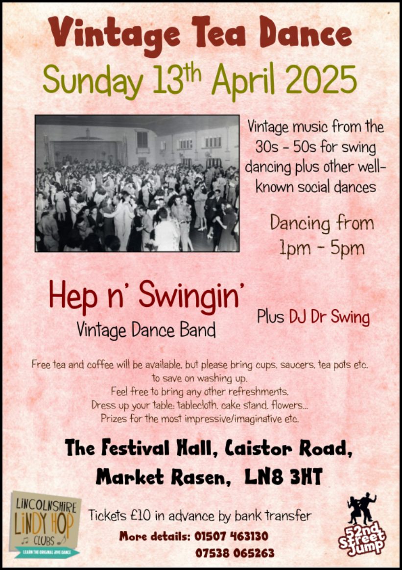 Market Rasen Tea Dance Flyer 13th April 2025